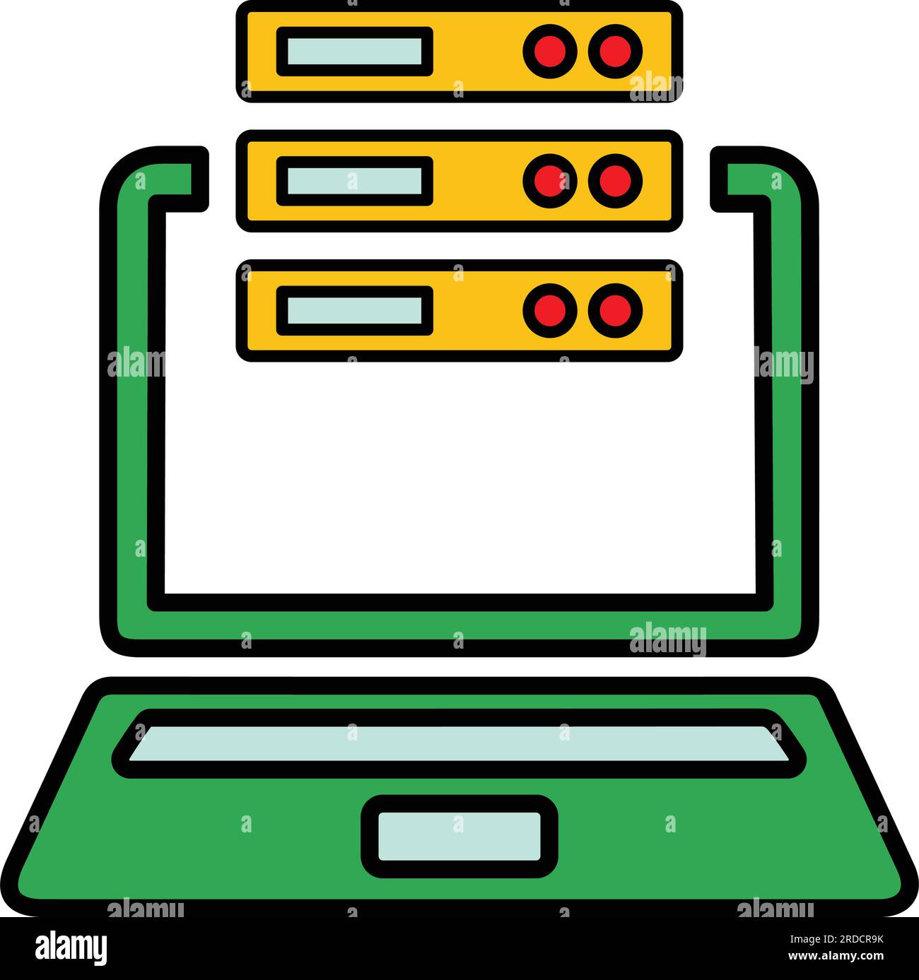 Laptop with Data server icon. Stunning design suitable for web, print ...