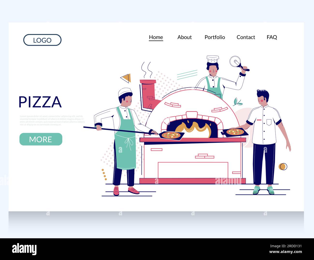 Pizza vector website landing page design template Stock Vector