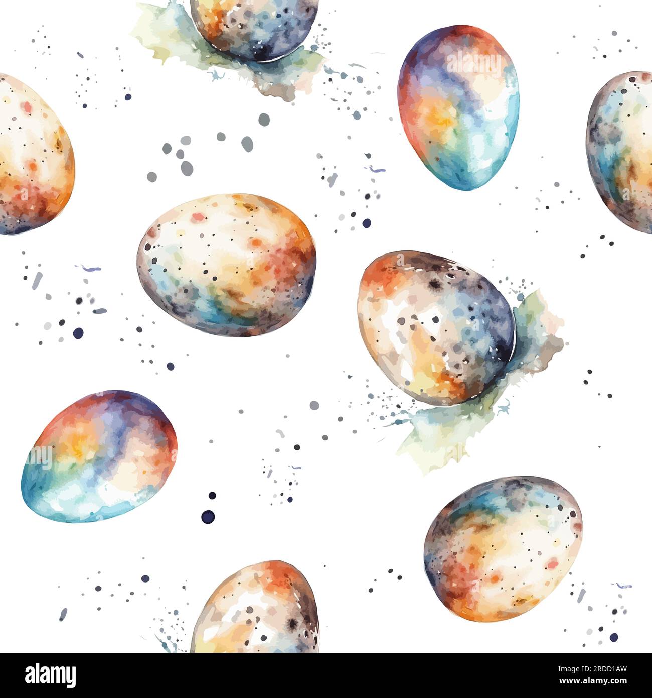 Seamless pattern of watercolor eggs. Easter background. Vector illustration Stock Vector