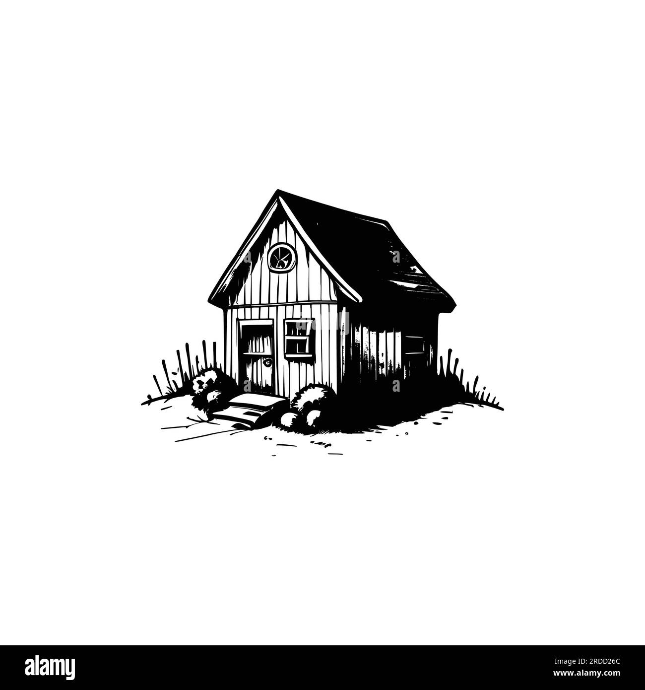 Vintage hand drawn Family House, line art Vintage house, Outline House