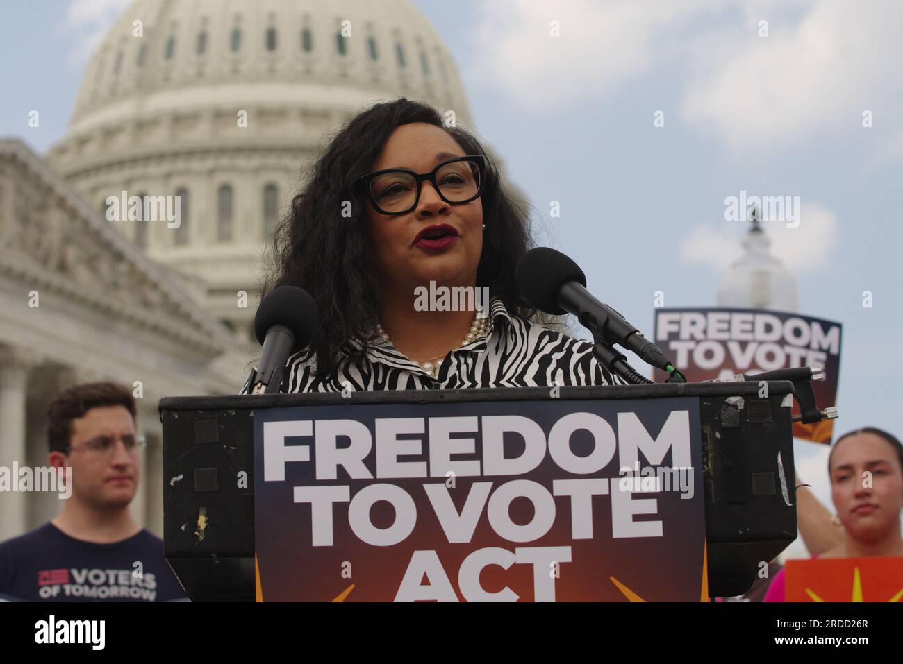 Washington, DC, USA. 20 Jul 2023. U.S. Rep. Nikema Williams (D-Ga.) speaks in support of the Freedom to Vote Act. Credit: Philip Yabut/Alamy Live News Stock Photo