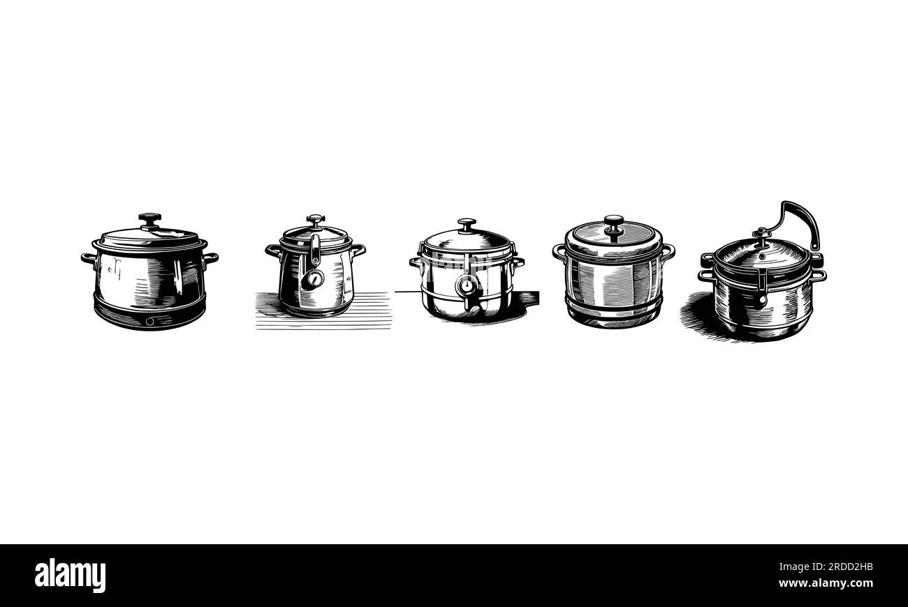 Vintage Pressure cooker vector illustration Stock Vector Image & Art