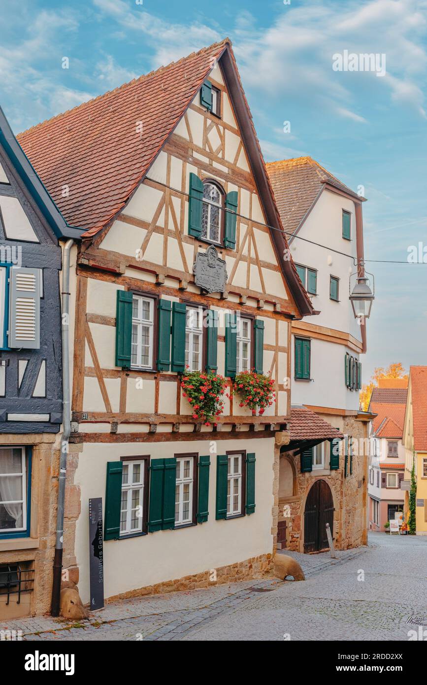 The Old Fachwerk houses in Germany. Scenic view of ancient