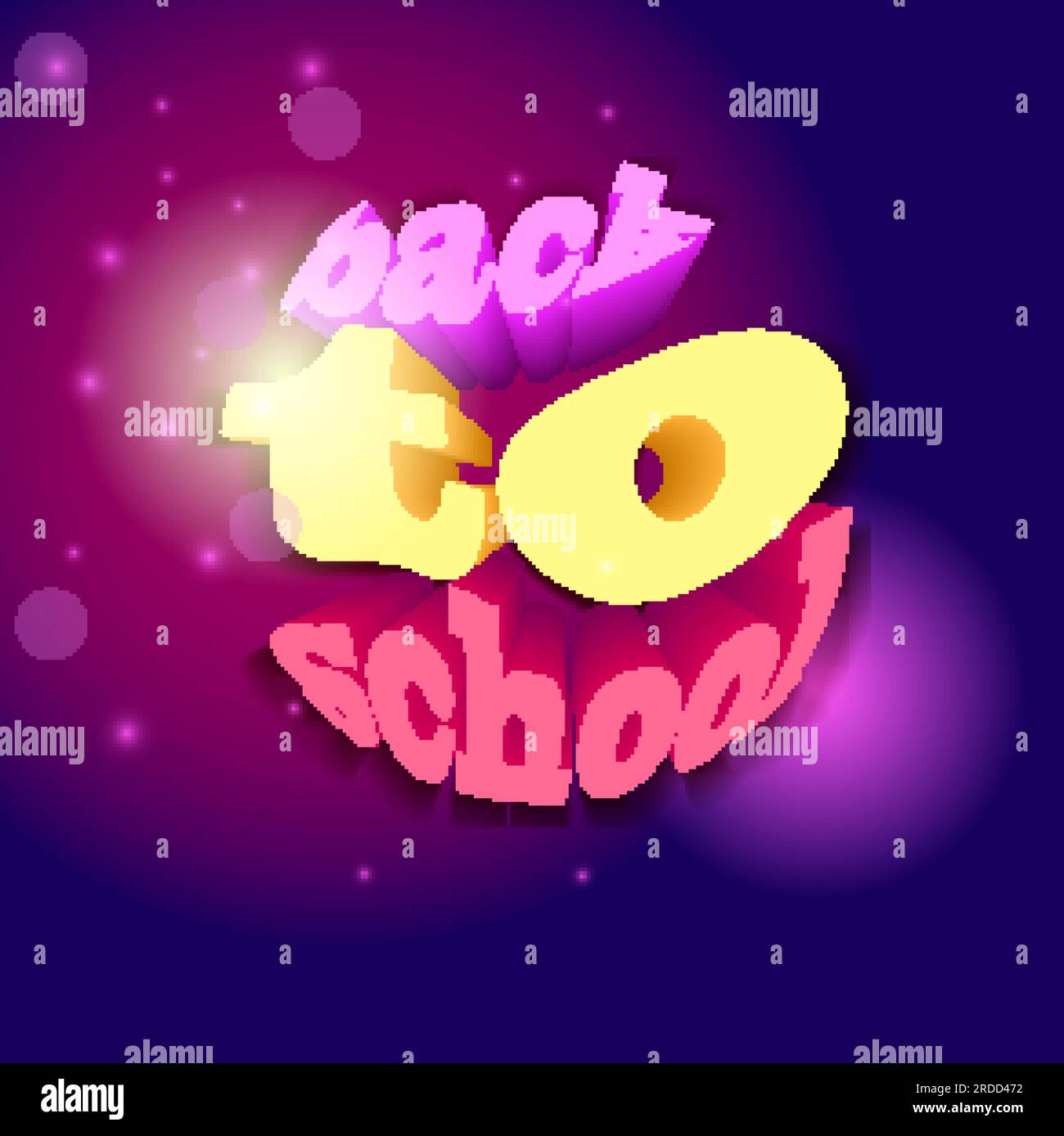 Back to school concept with 3d elements on purple background with highlights. 3d vector banner Stock Vector