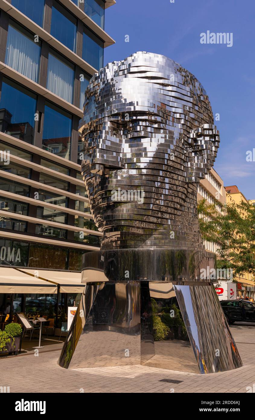 PRAGUE, CZECH REPUBLIC, EUROPE Statue of author Franz Kafka, by