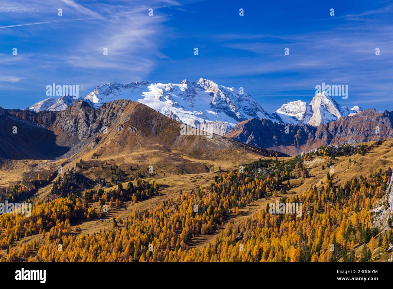 Landscape near Livinallongo del Col di Lana and Valparola Pass, Dolomites Alps, South Tyrol, Italy Stock Photo