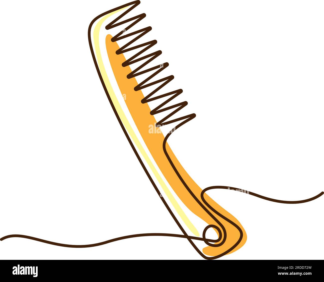 Professional comb for hair. Continuous one line drawing. Barber shop