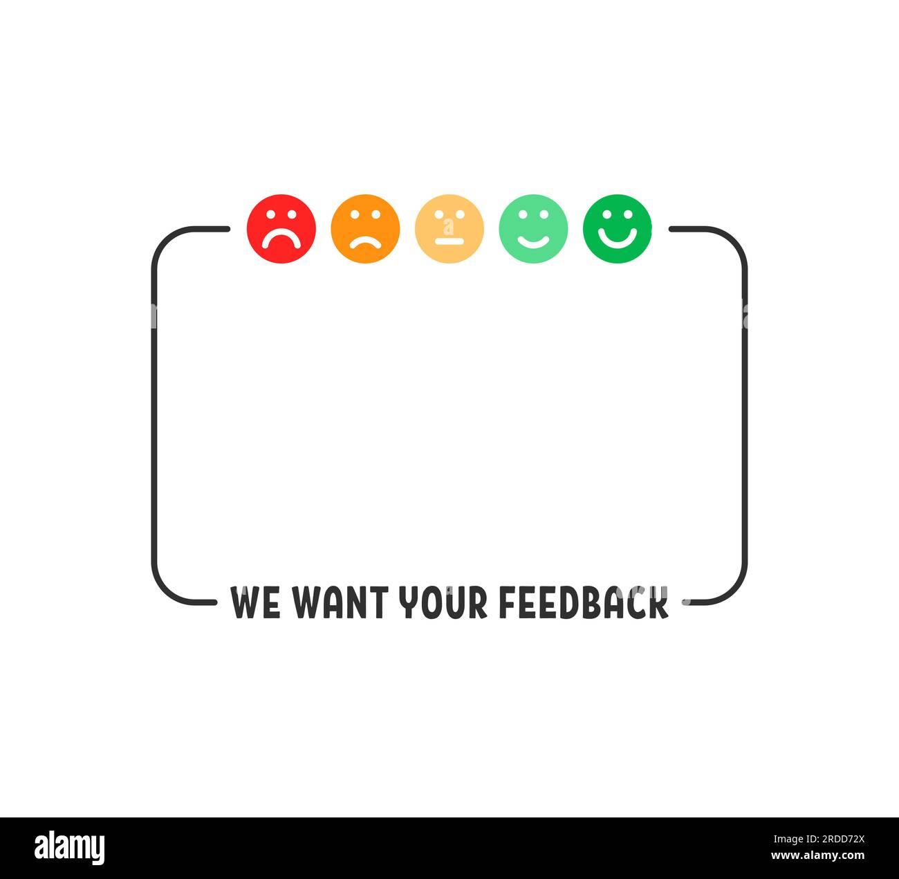 we want your feedback frame with smiles Stock Vector