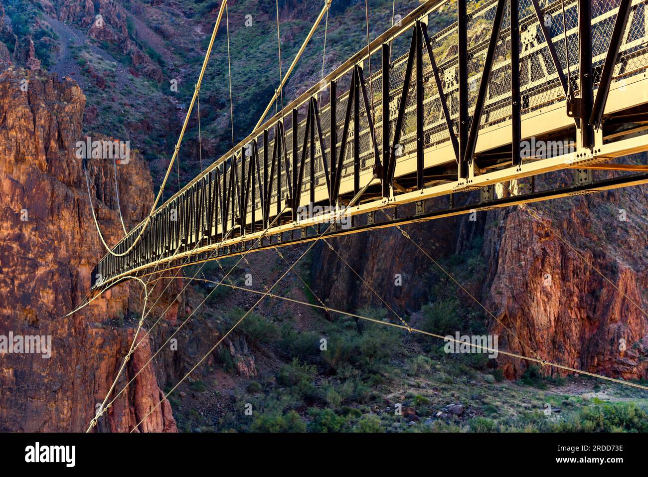 Black Bridge Over Colorado River Near Phantom Ranch Grand Canyon National Park Stock Photo