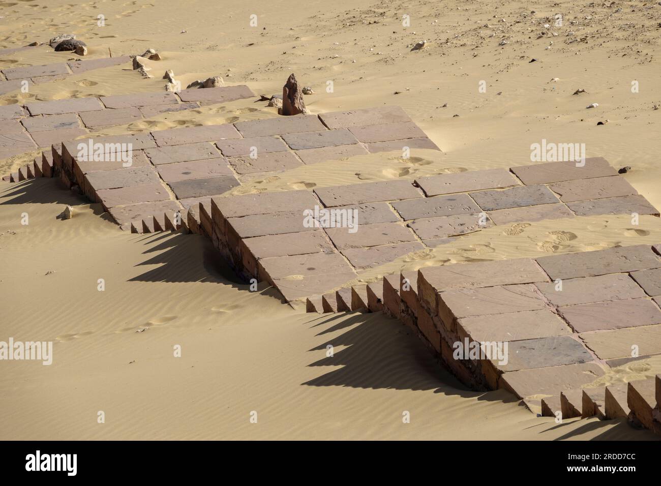 Buried steps leading to the Meir tombs near the village of Meir or Mayr in the Nile Valley near Asyut, Middle Egypt Stock Photo