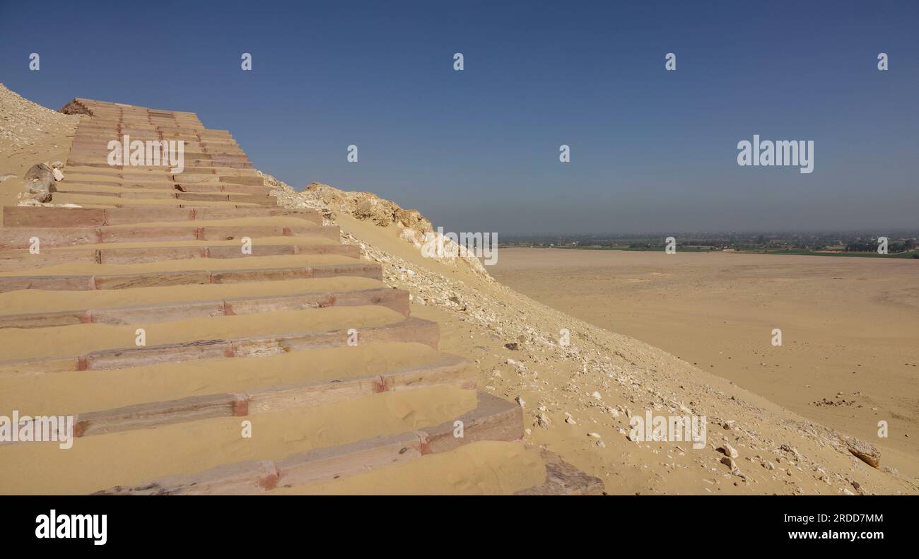 Steps leading to the Meir tombs near the village of Meir or Mayr in the Nile Valley near Asyut, Middle Egypt Stock Photo