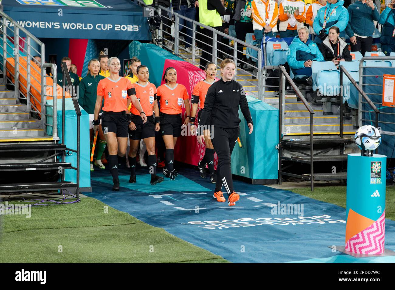 Sydney Australia 20th July 2023 Match Referees Walk Out To The Pitch Before The Fifa Womens