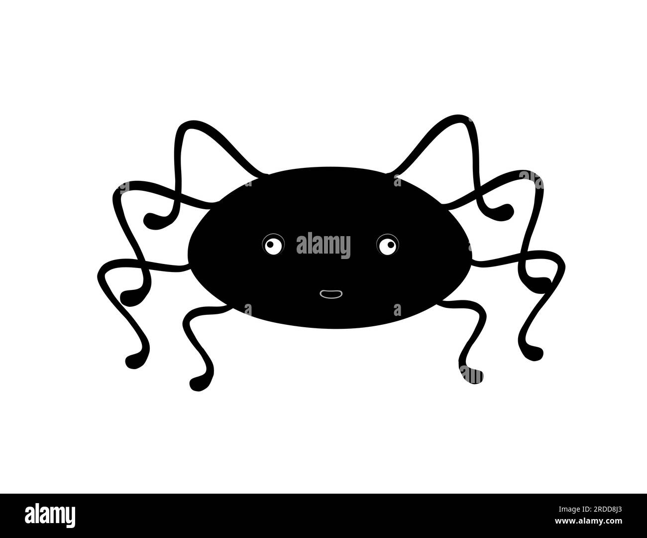 Little cartoon spider with emotions vector illustration, cute spooky simple character black and white drawing for Halloween holiday celebrations, kids design, nursery decor, cards, poster Stock Vector