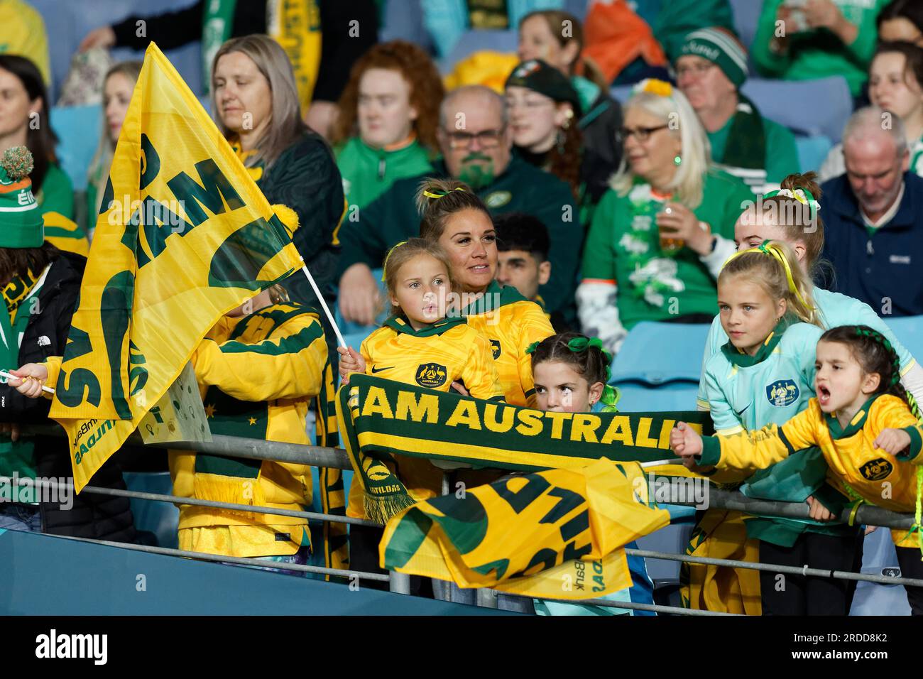 Sydney, Australia. 20th July, 2023. Young Matildas fans show their support before the FIFA Women's World Cup 2023 between Australia and Ireland at Stadium Australia on July 20, 2023 in Sydney, Australia Credit: IOIO IMAGES/Alamy Live News Stock Photo