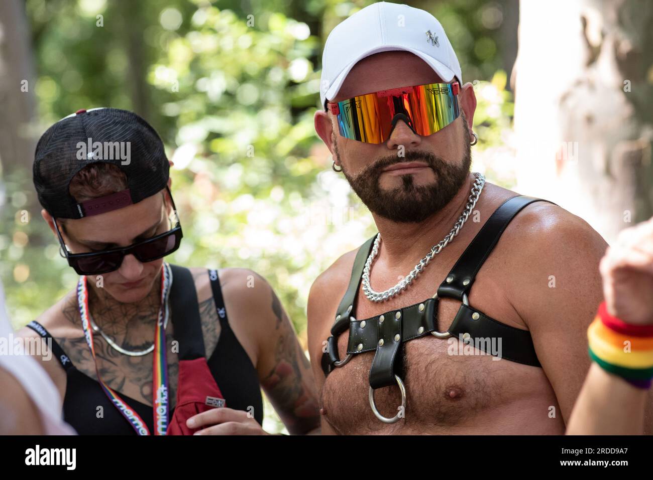 Close-up of a man in mirrored sunglasses and black leather  display picture 2