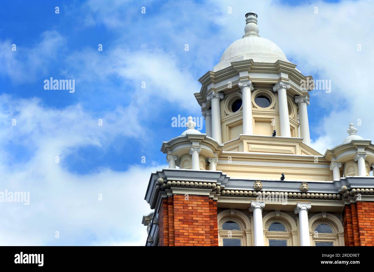 Domed top of Douglas House, an historic hotel in downtown Houghton ...