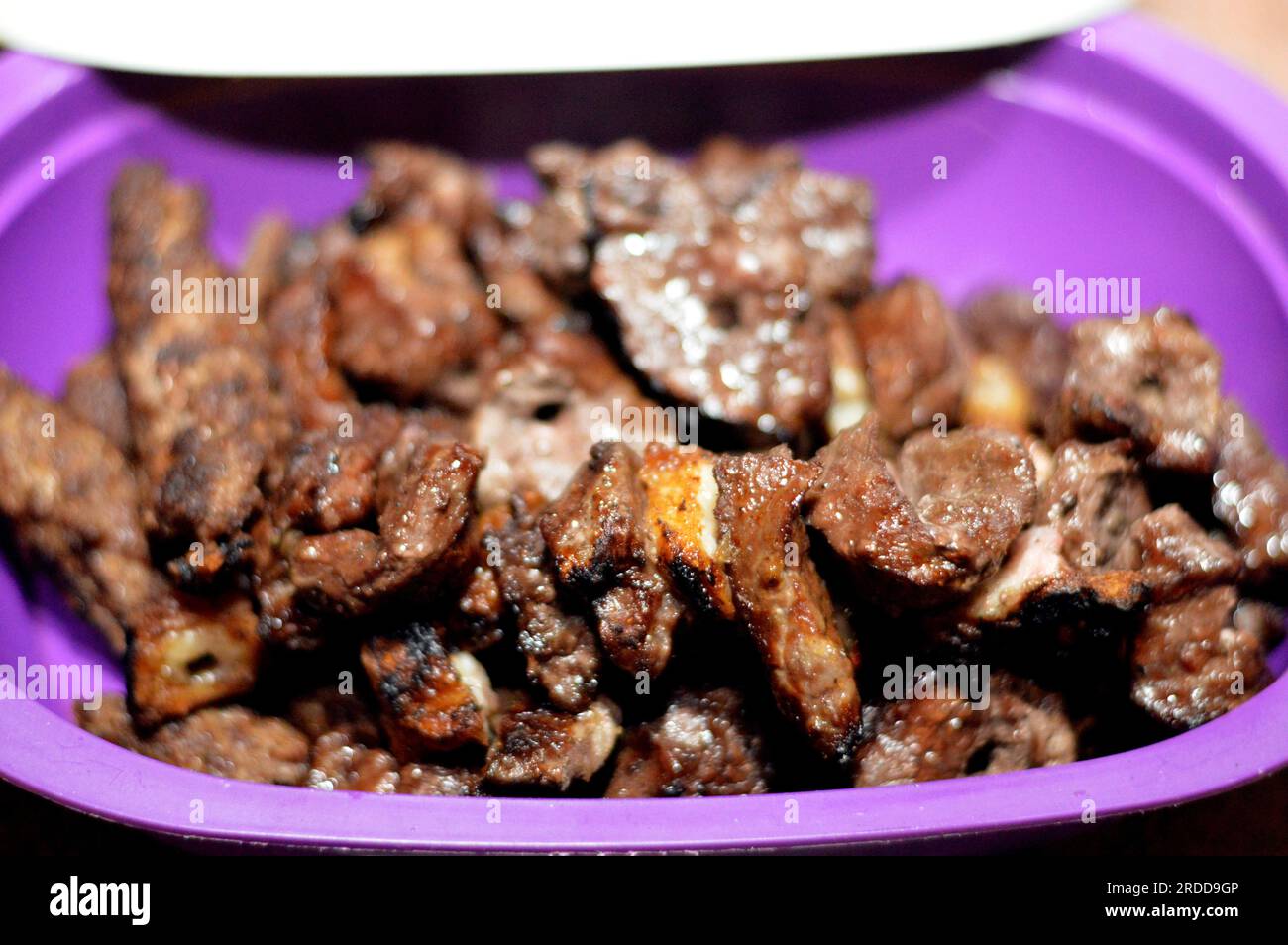 Kebab kebap, kabob, kebap or kabab is a type of cooked meat dish, originates from cuisines of the Middle East, grilled cut meat pieces on charcoal ket Stock Photo