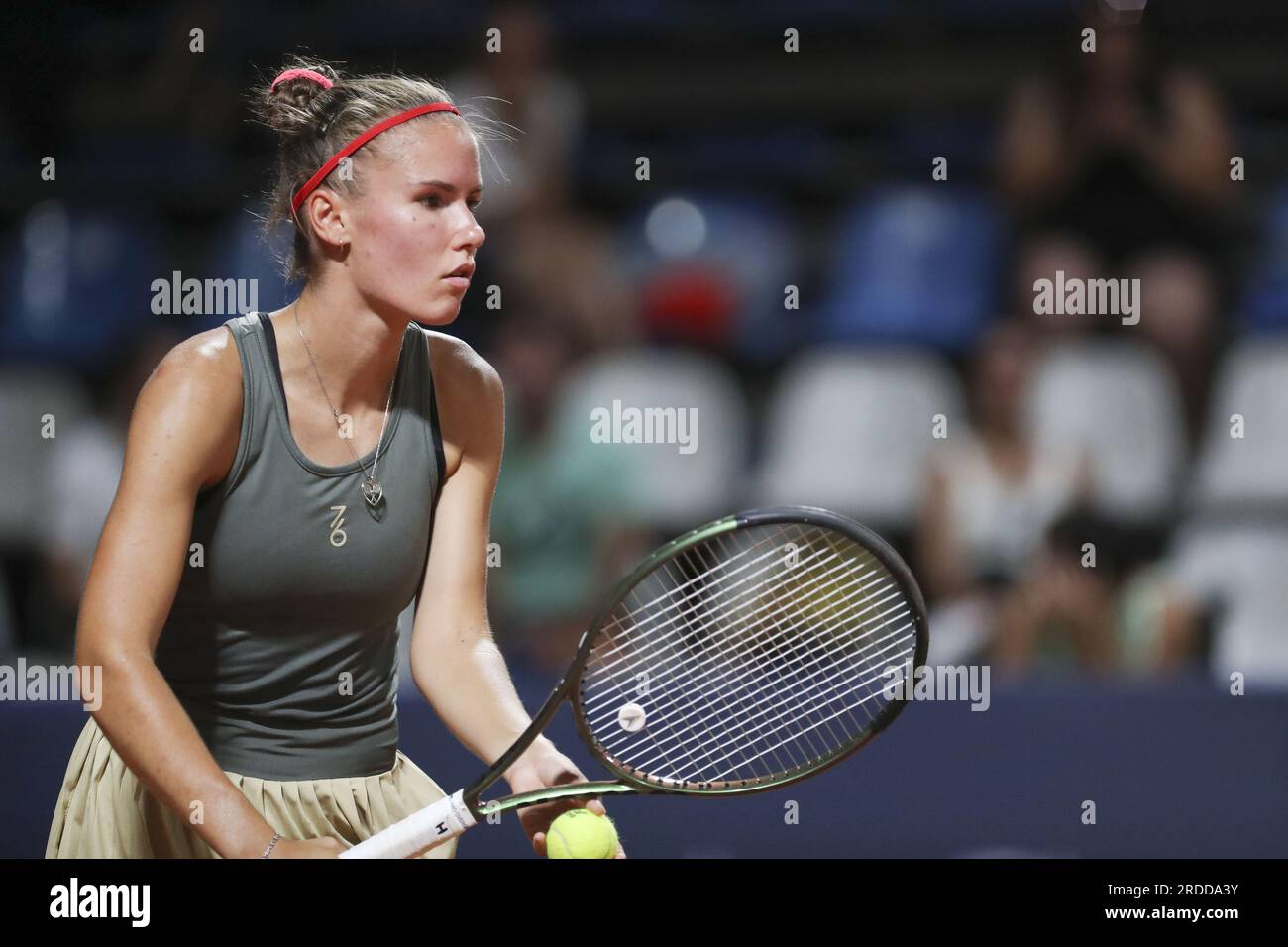 Palermo, Italy. 20th July, 2023. Tatiana Prozorova serves at the Palermo  Open Ladies WTA 250 during the Tennis Internationals WTA 250 Palermo Ladies  Open on July 20, 2023 at the Palermo in