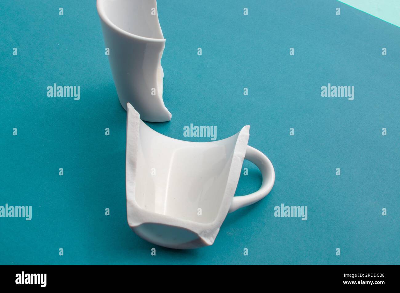 Breaking of a cup shown in closeup, conveying the idea of fragility