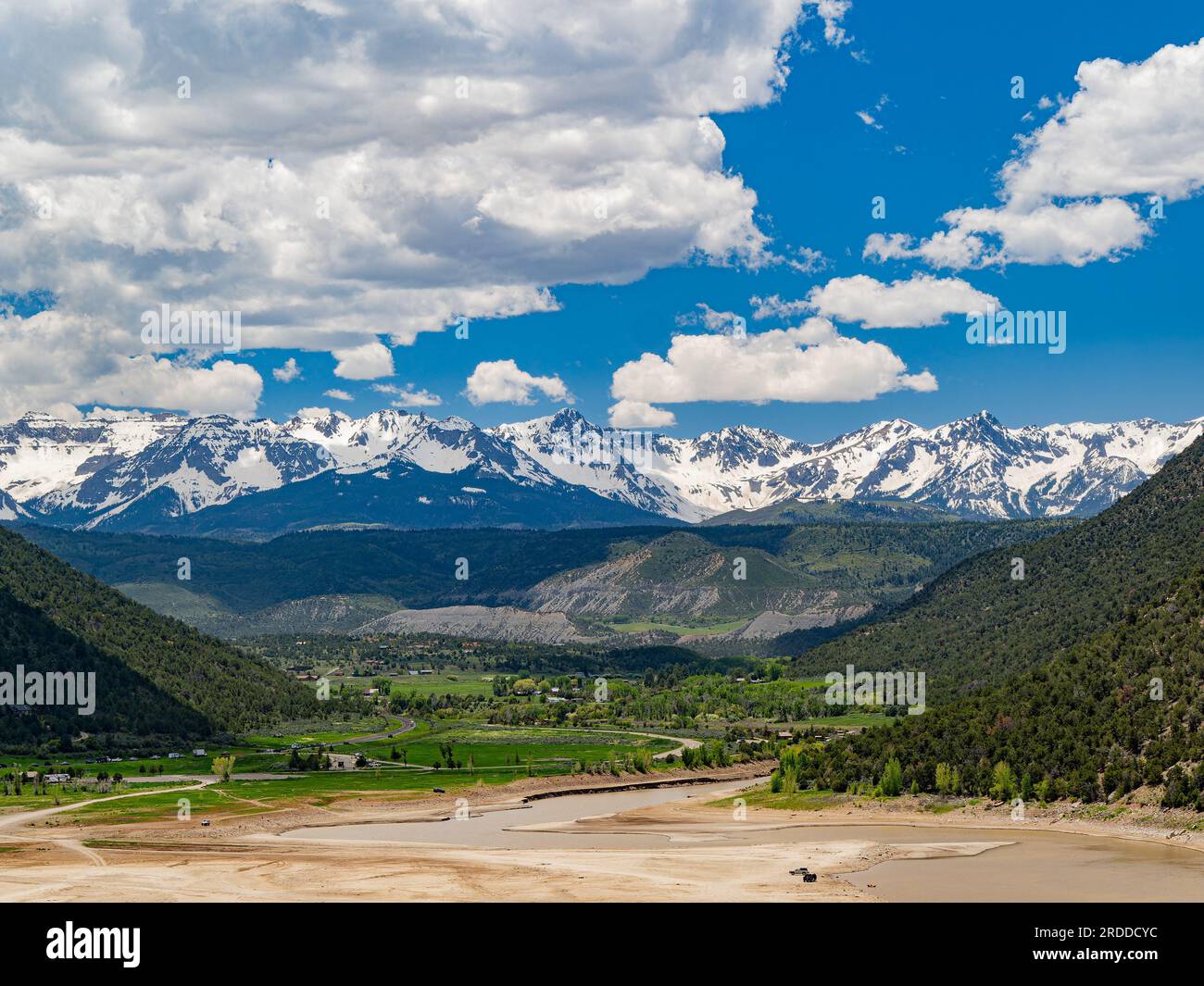 Sunny view of landscape of Ridgway State Park at Colorado Stock Photo