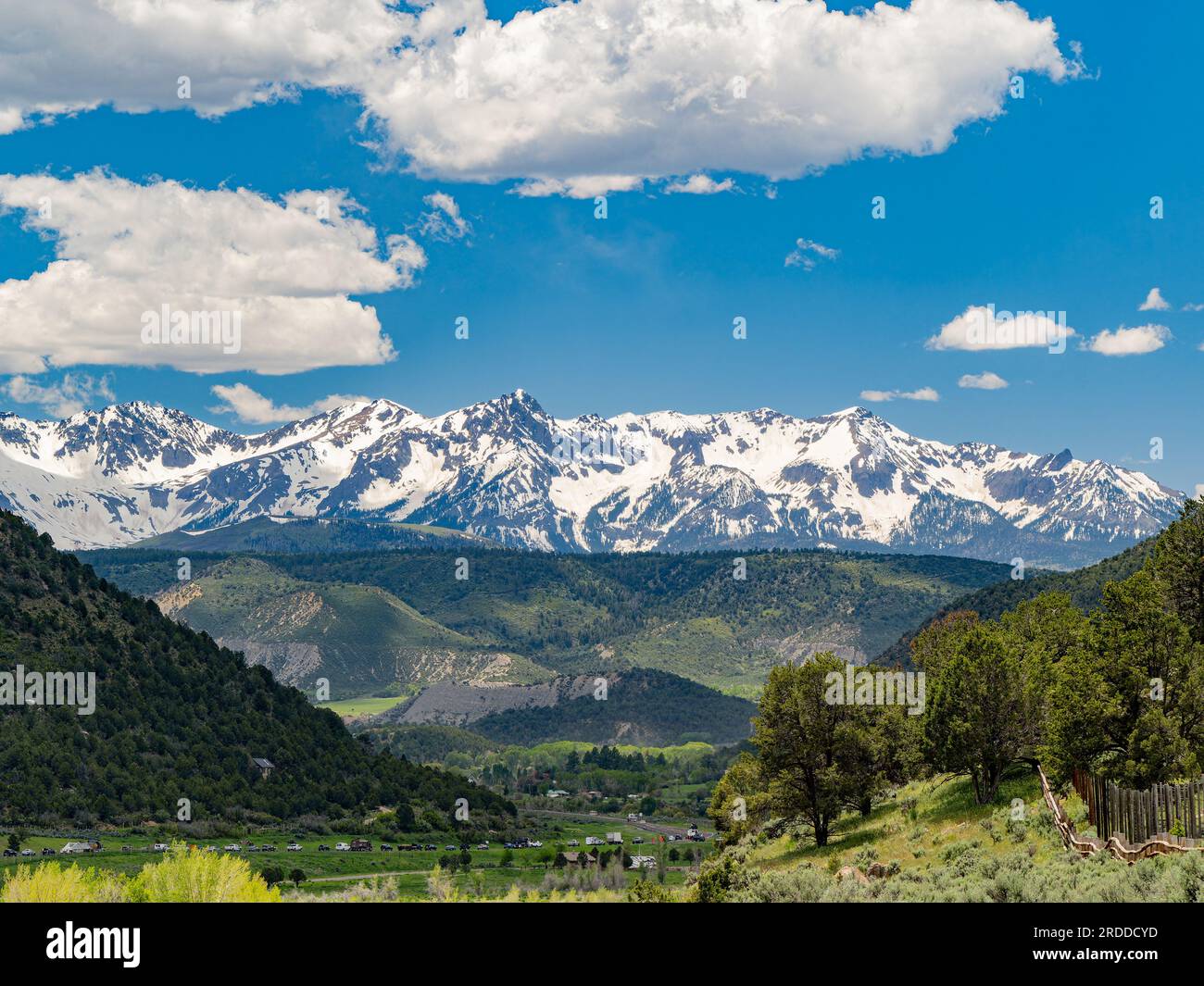 Sunny view of landscape of Ridgway State Park at Colorado Stock Photo