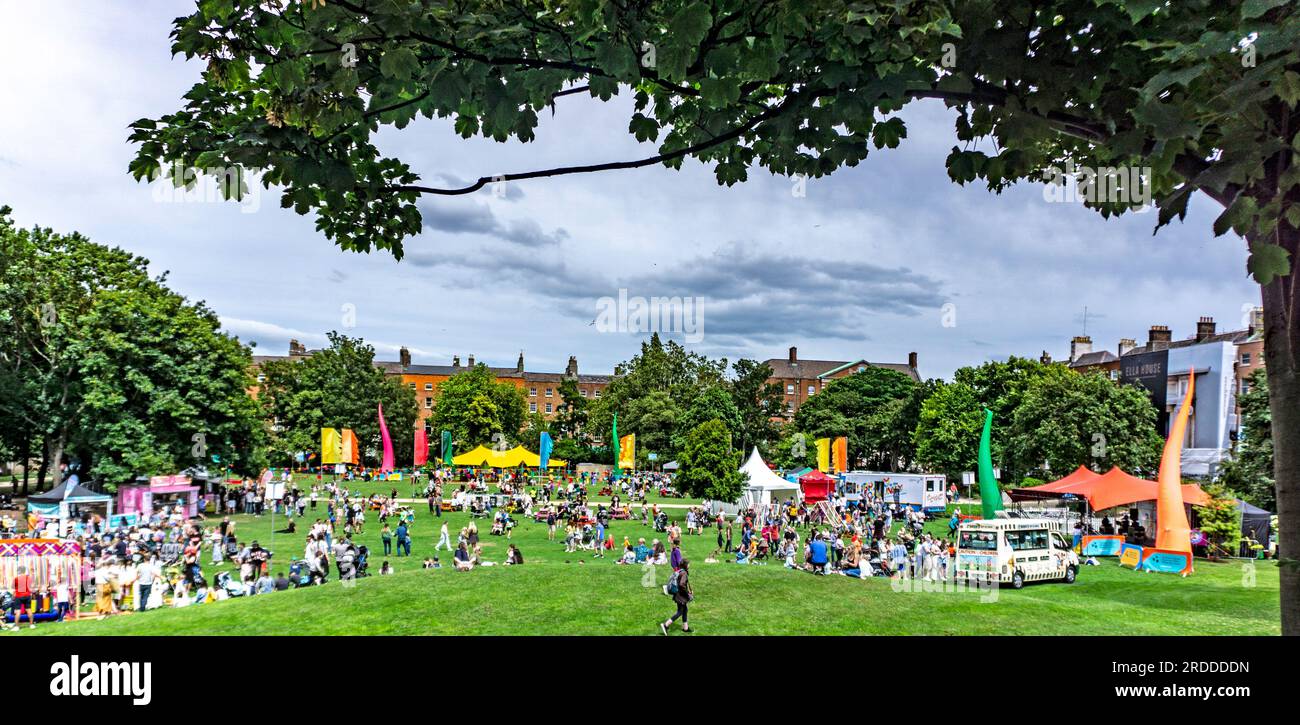 Merrion Square in Dublin Ireland where Dublin City Council’s, Funtropolis,  weekend of events for all the family, is in full swing. Stock Photo