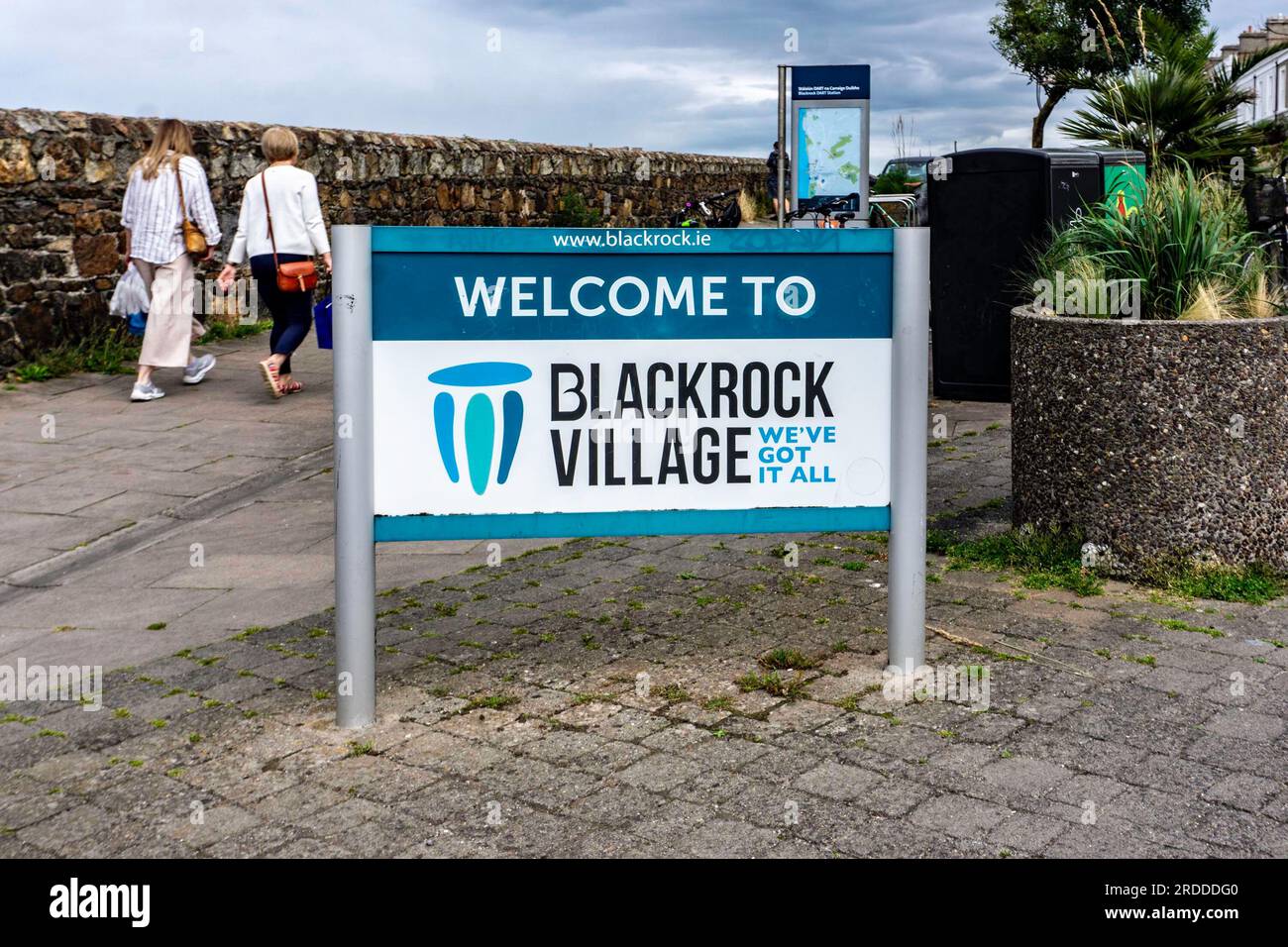 Signage for Blackrock Village, a picturesque coastal village in South