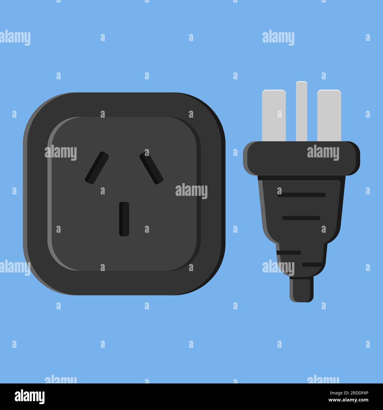 power outlet plug chinese type i black vector flat illustration Stock