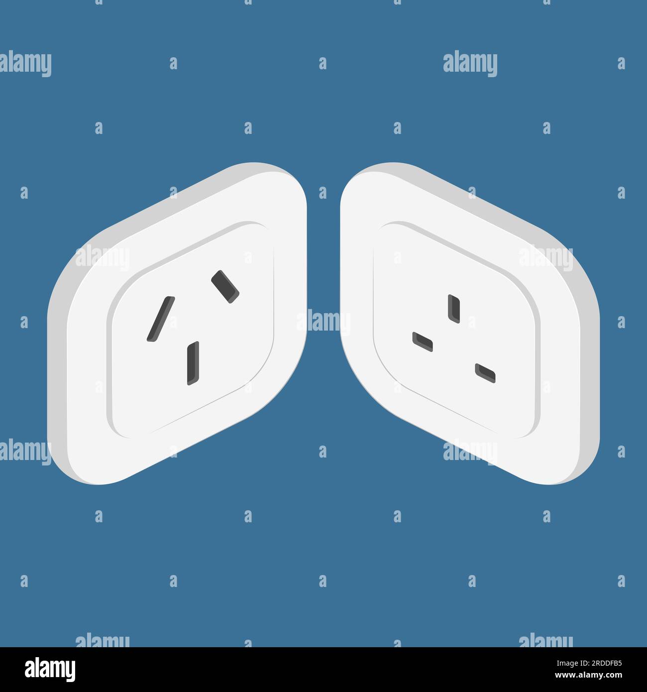 isometric power outlet chinese type i british type g vector flat