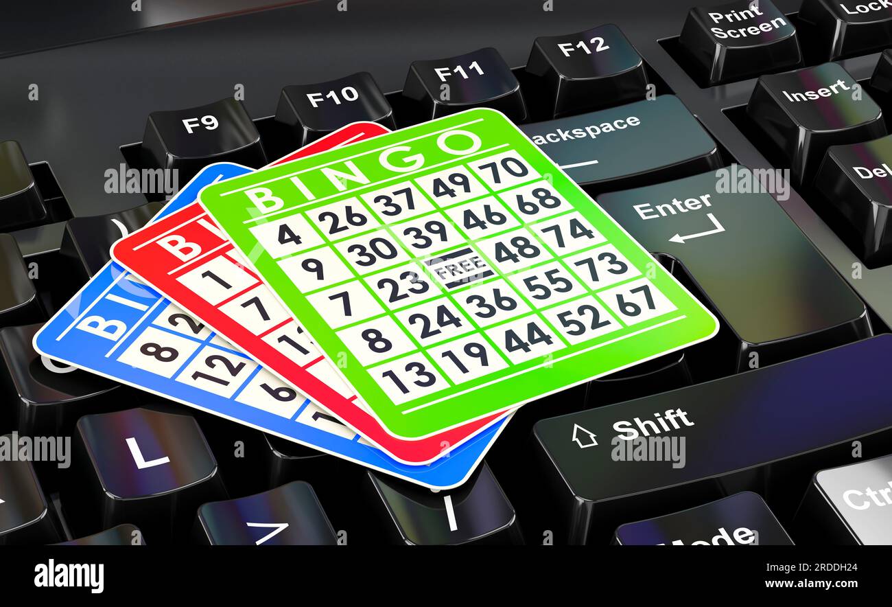 Bingo cards on computer keyboard concept, 3D rendering Stock Photo Alamy