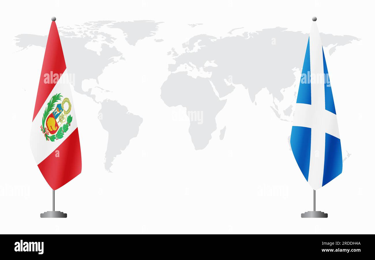 Peru and Scotland flags for official meeting against background of ...