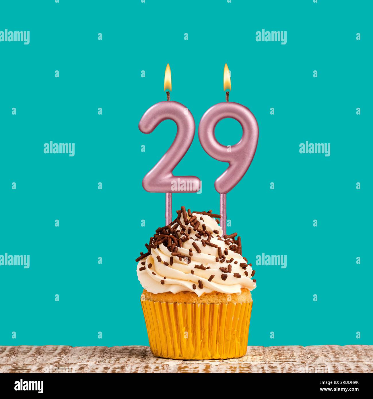 Birthday candle number 29 - Aquamarine card design Stock Photo