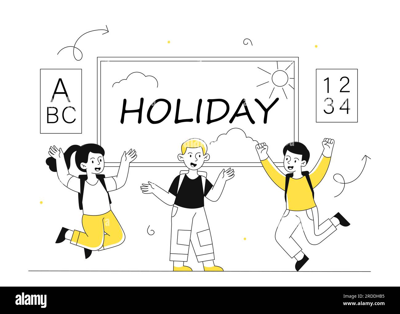 Schoolchildren at holidays in school line stock vector image art alamy