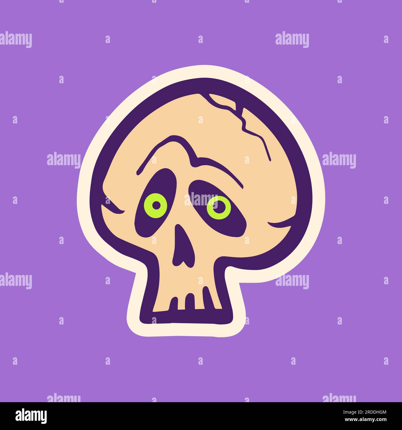 Concept with skull sticker in flat style for print and design. Vector illustration. Stock Vector