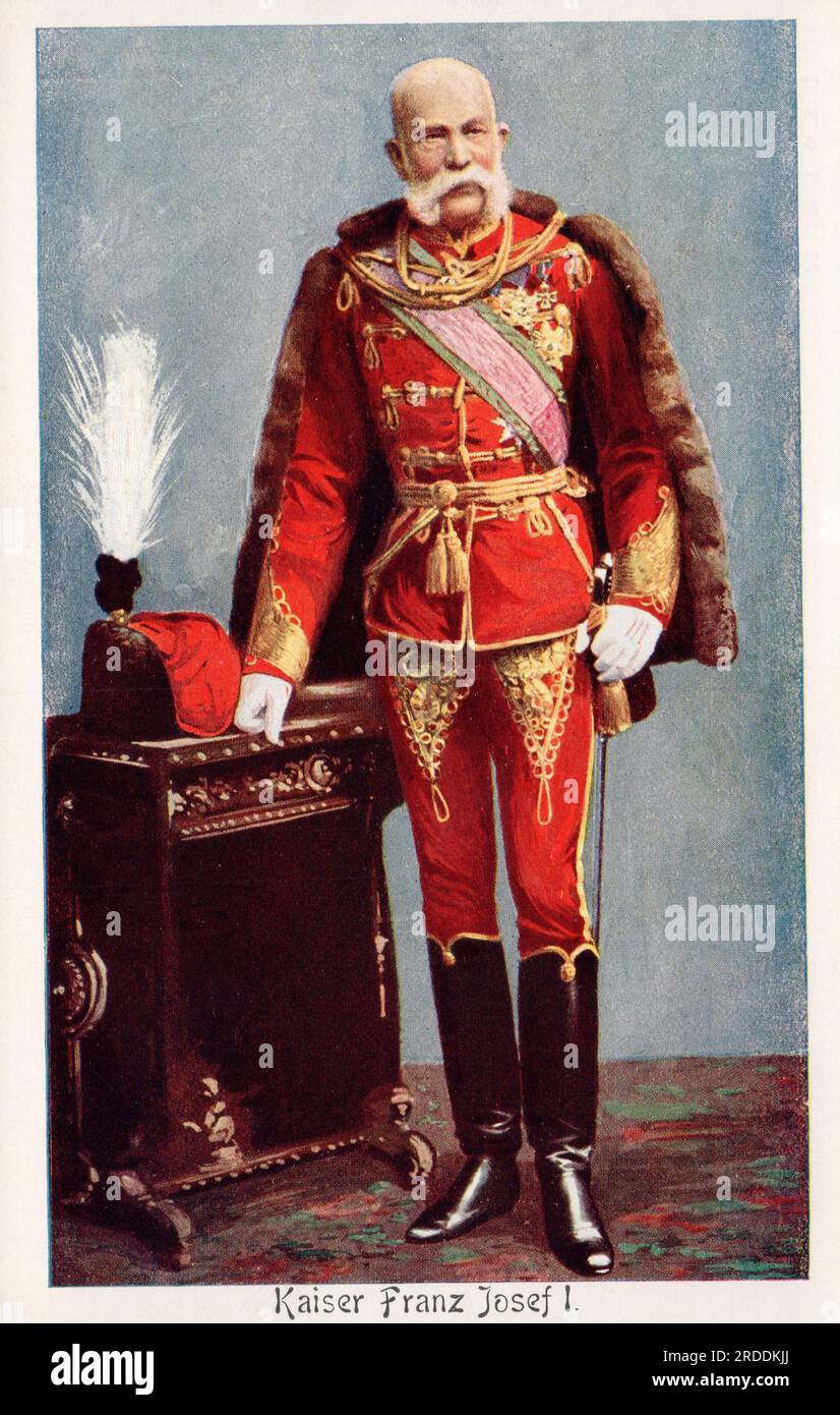 Kaiser Franz Joseph 1 of Austria, early 1900s postcard. BKWI publisher Stock Photo