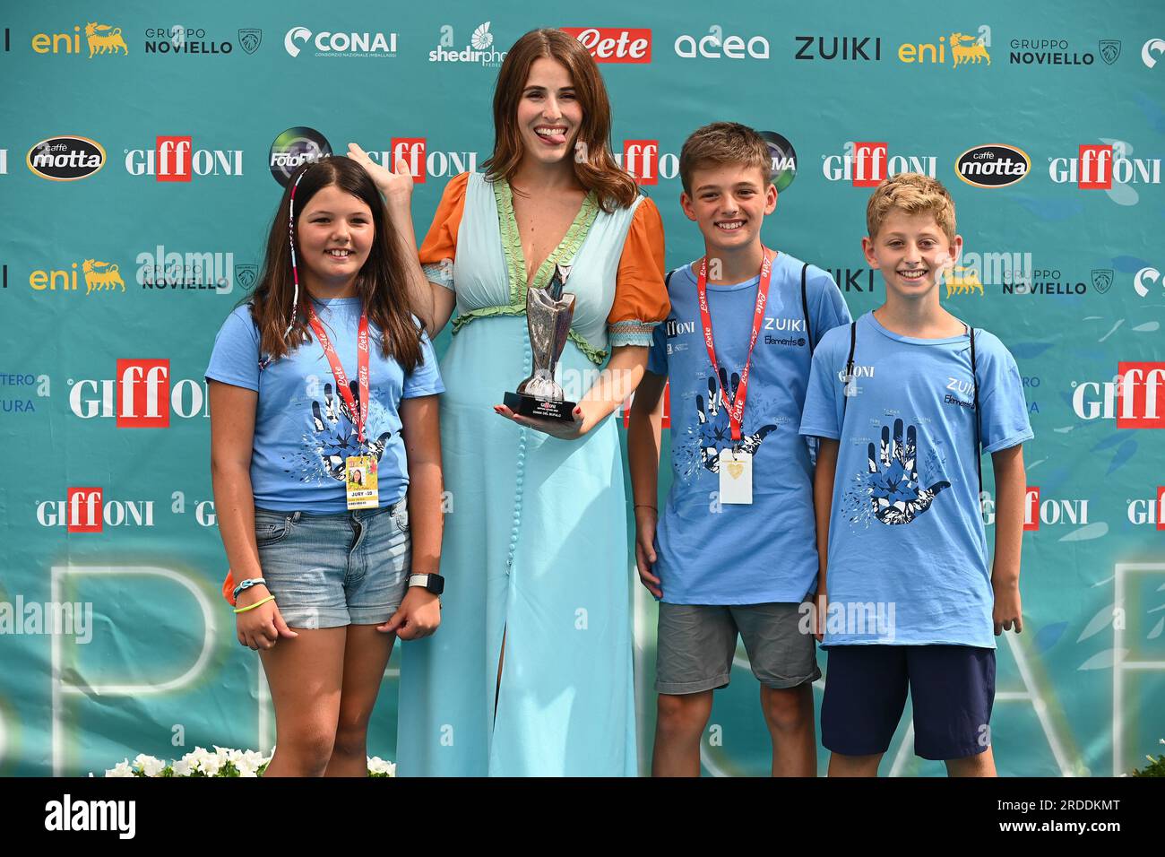 Giffoni Valle Piana, Italy. 20th July, 2023. GIFFONI VALLE PIANA, ITALY - JULY 20: Diana Del Bufalo attends the photocall at the 53th Giffoni Film Festival 2023 on July 20, 2023 in Giffoni Valle Piana, Italy. Credit: Nicola Ianuale/Alamy Live News Stock Photo