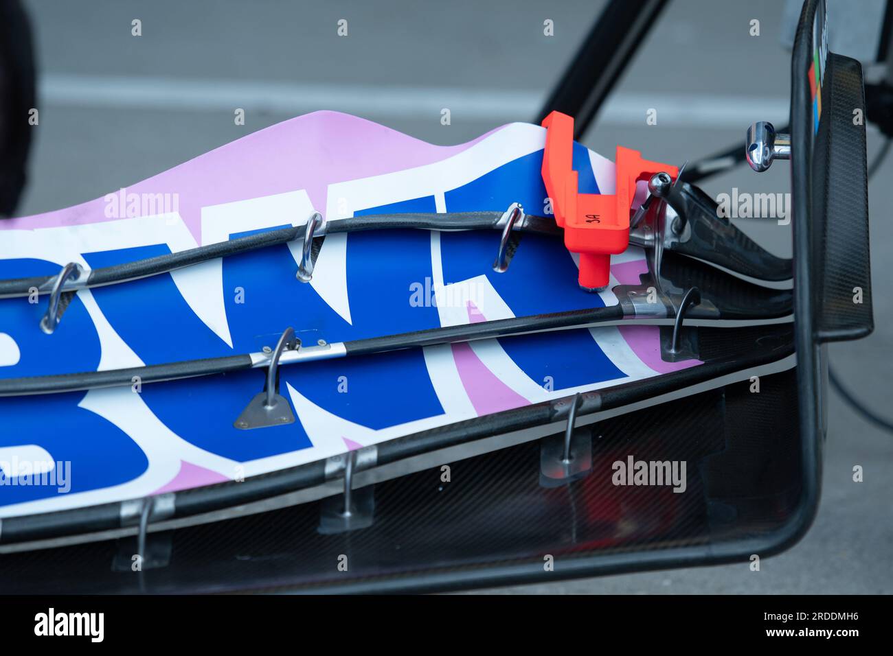 Budapest, Hungary - 20 JULY 2023, Front wing, detail, Alpine A523, Media day at the Hungaroring Stock Photo