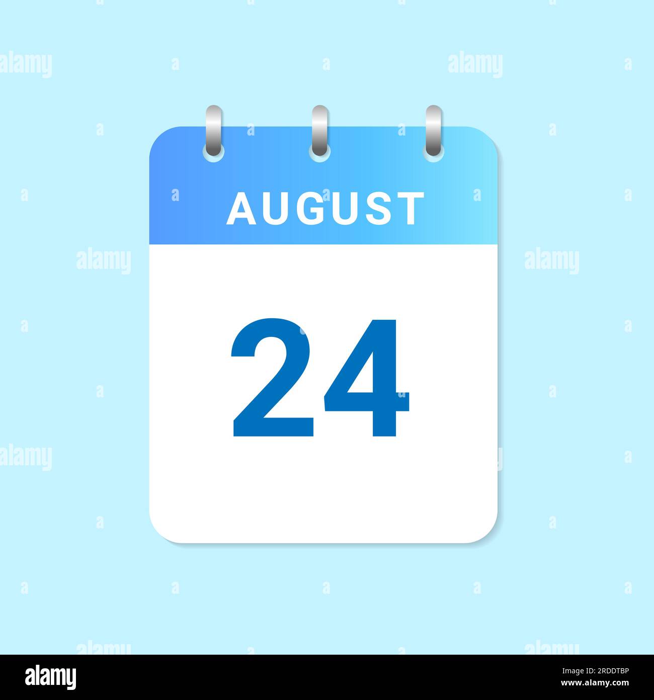 Daily calendar 24th of August month on white paper note. vector Stock