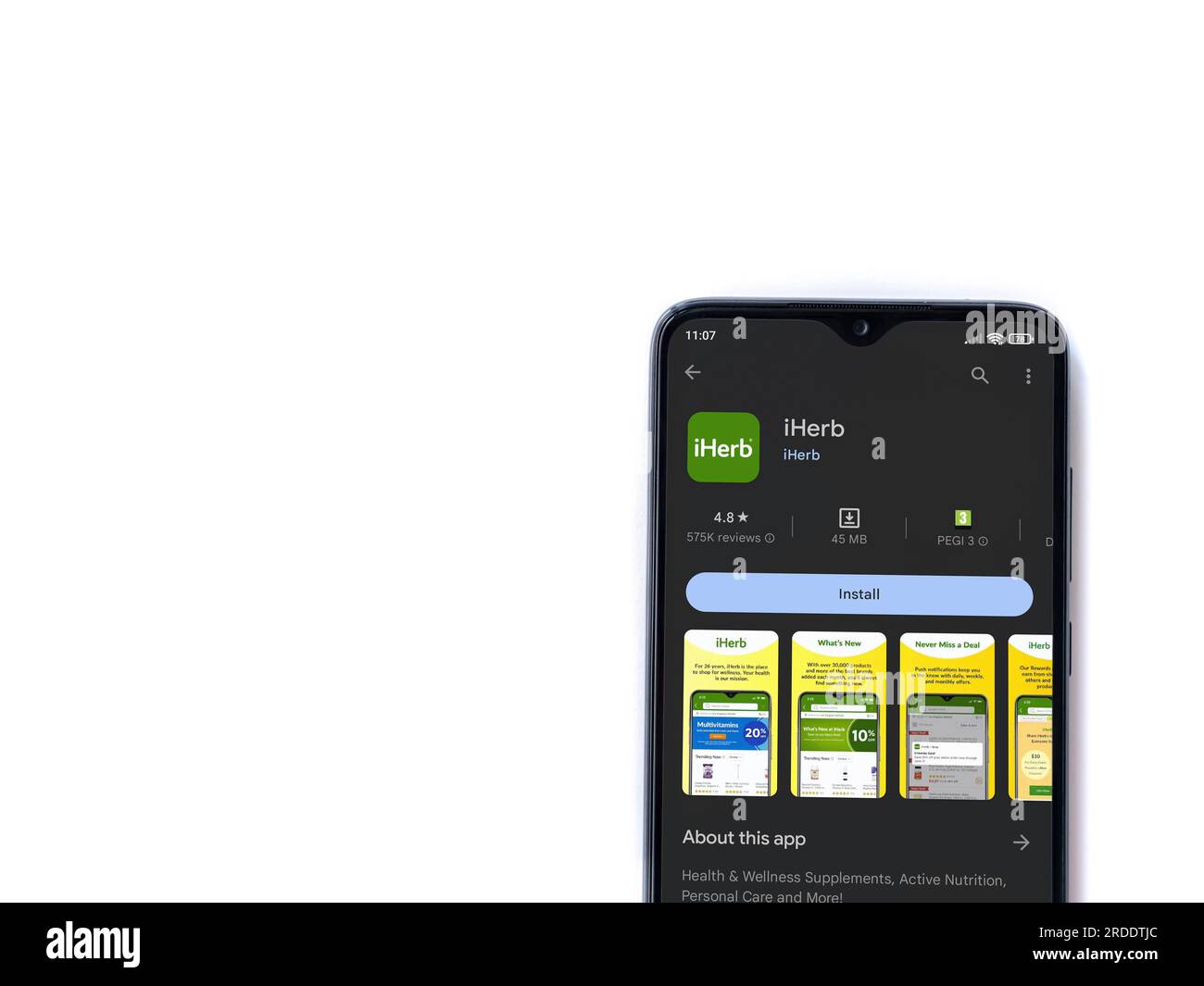 Israel App Store Lod, Israel - July 16,2023: iHerb app play store page on smartphone on ...