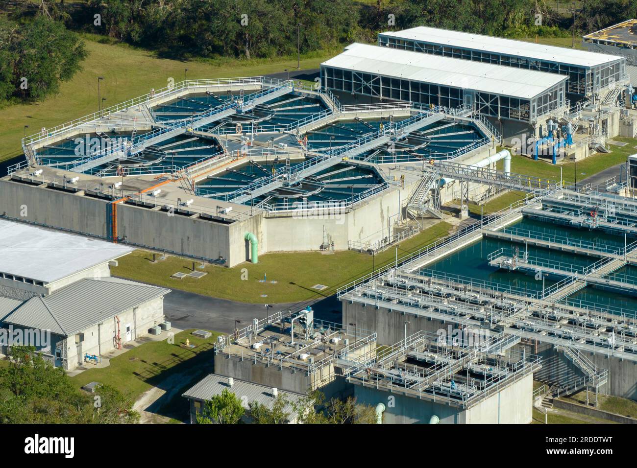 Modern water cleaning facility at urban wastewater treatment plant