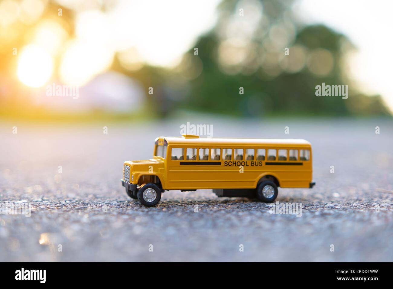 Model of classical american yellow school bus for transporting of kids ...
