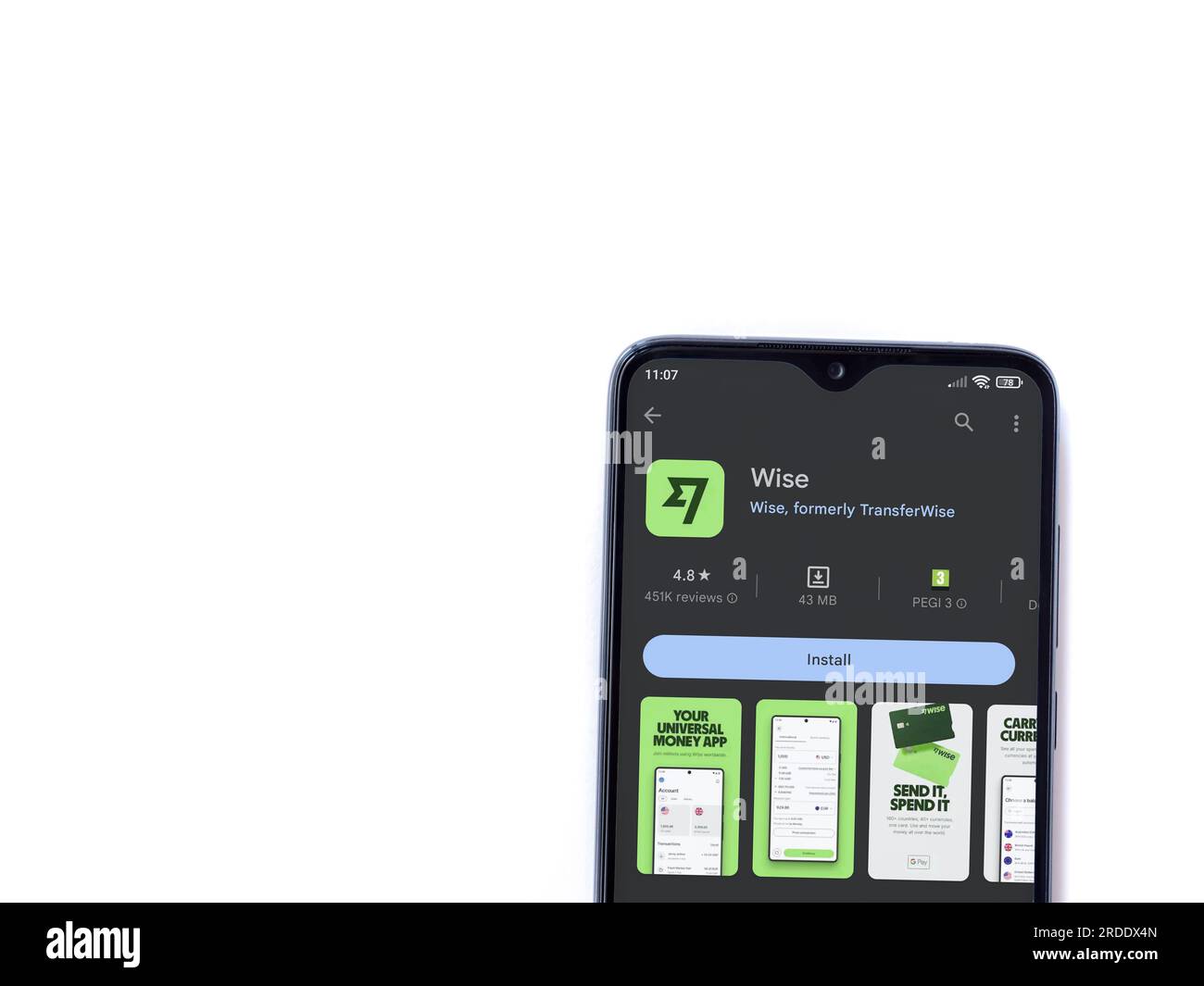 Lod, Israel - July 16,2023: Wise app play store page on smartphone on ...