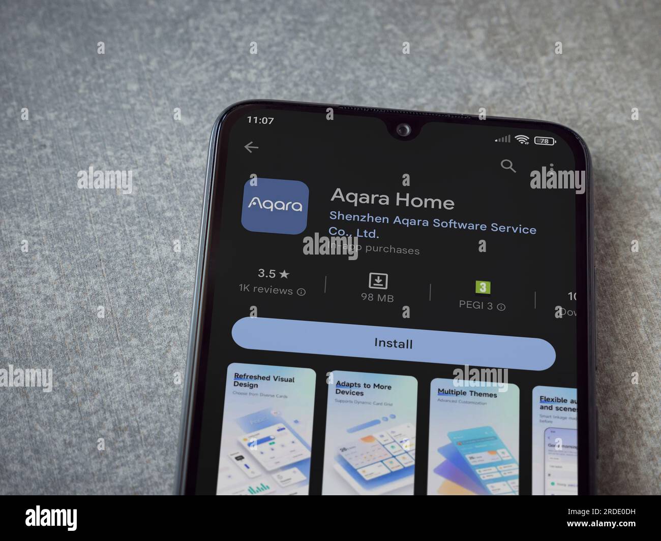 Lod, Israel - July 16,2023: Aqara Home app play store page on smartphone on  ceramic stone background. Top view flat lay with copy space Stock Photo -  Alamy