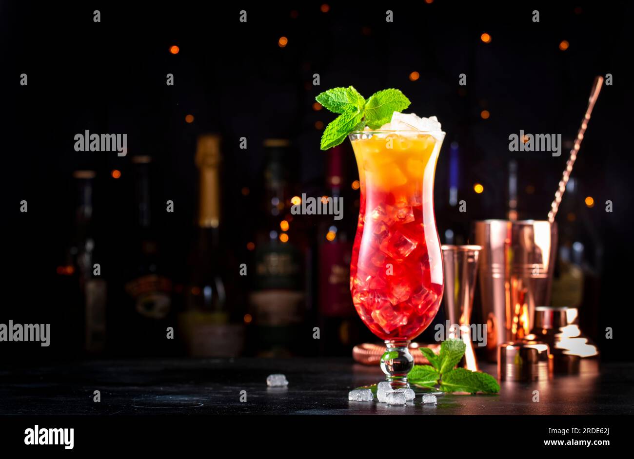 Aruba Ariba alcoholic cocktail drink with vodka, white rum, orange