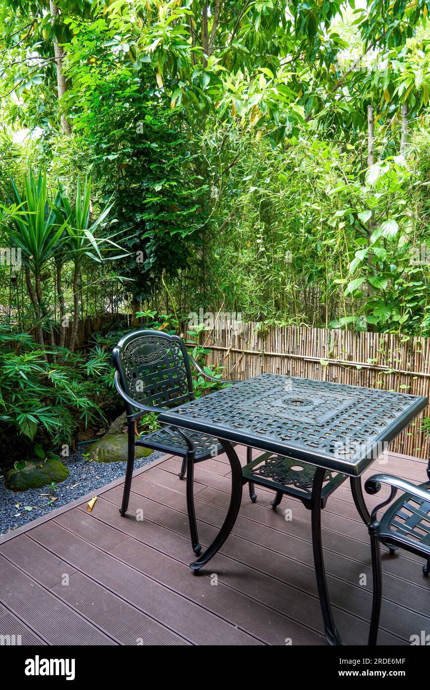 Leisure seats in Chinese Chinese style luxury garden courtyard Stock