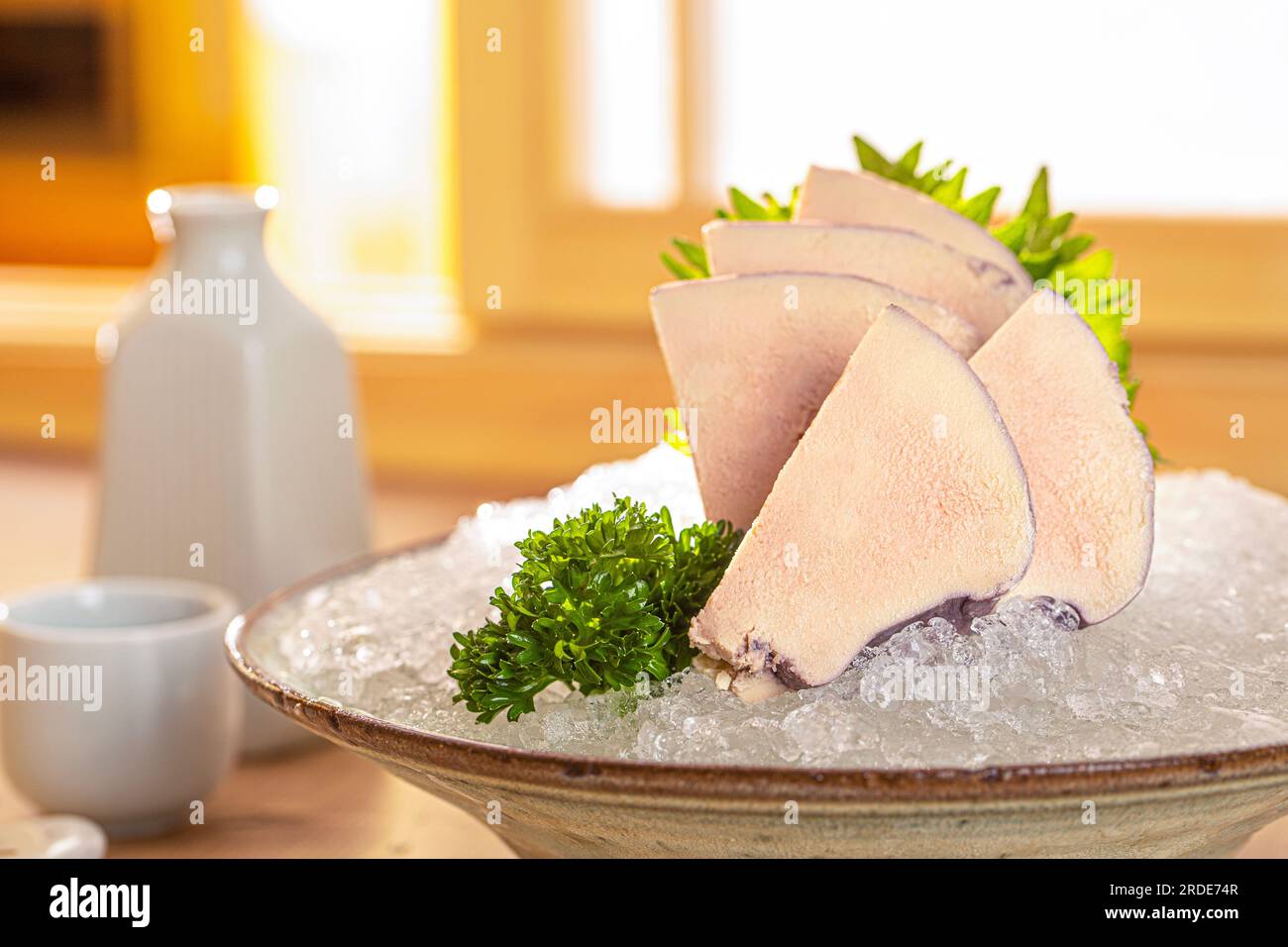 Goose Liver sashimi，Foie Gras in Red Wine Stock Photo Alamy
