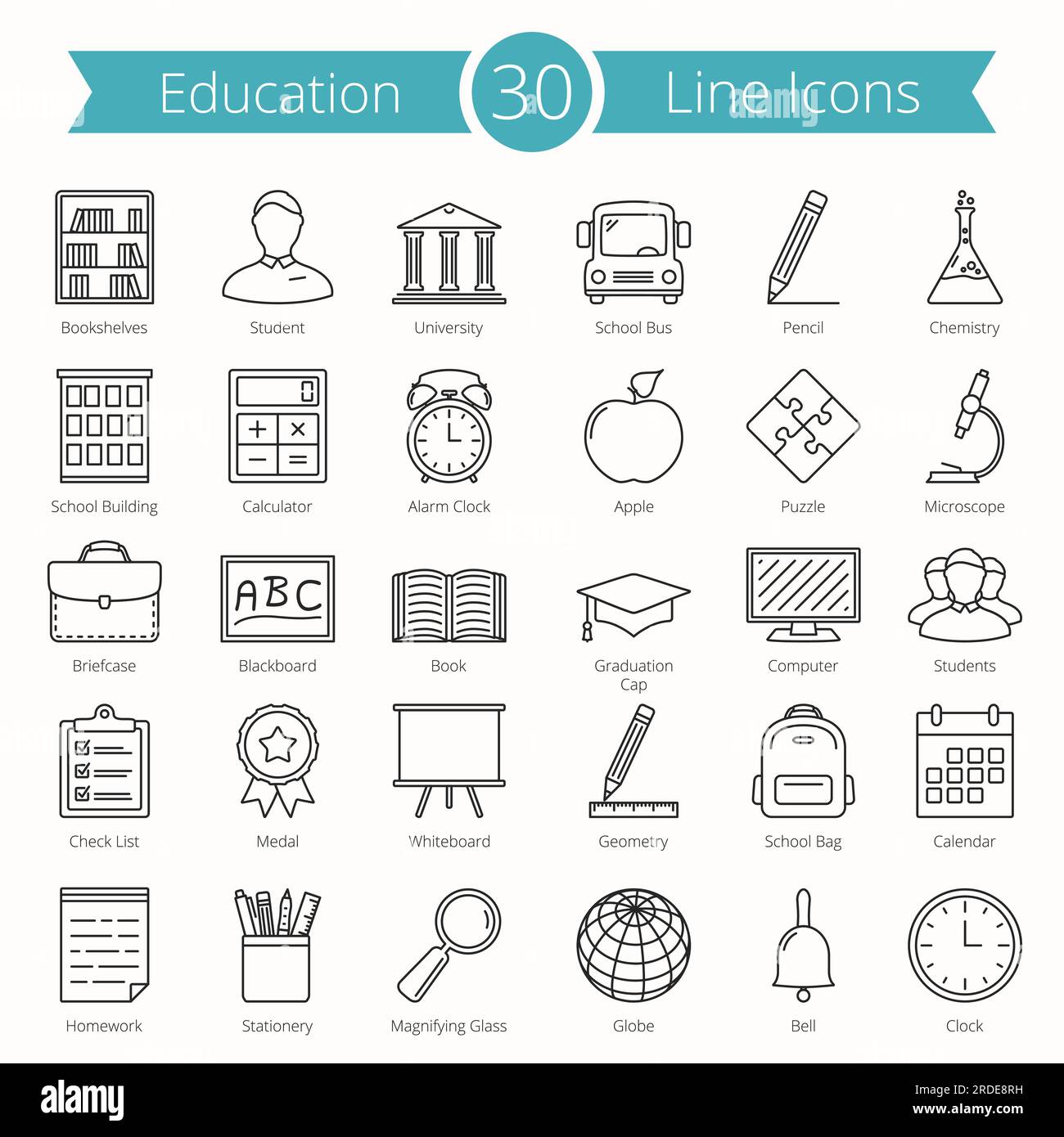 Set of 30 education line icons, vector eps10 illustration Stock Vector ...