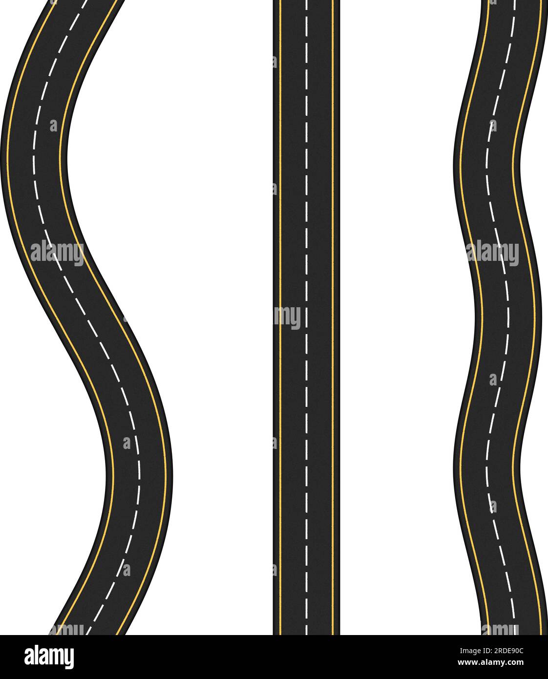 Three vertical seamless roads on white background, vector eps10 ...