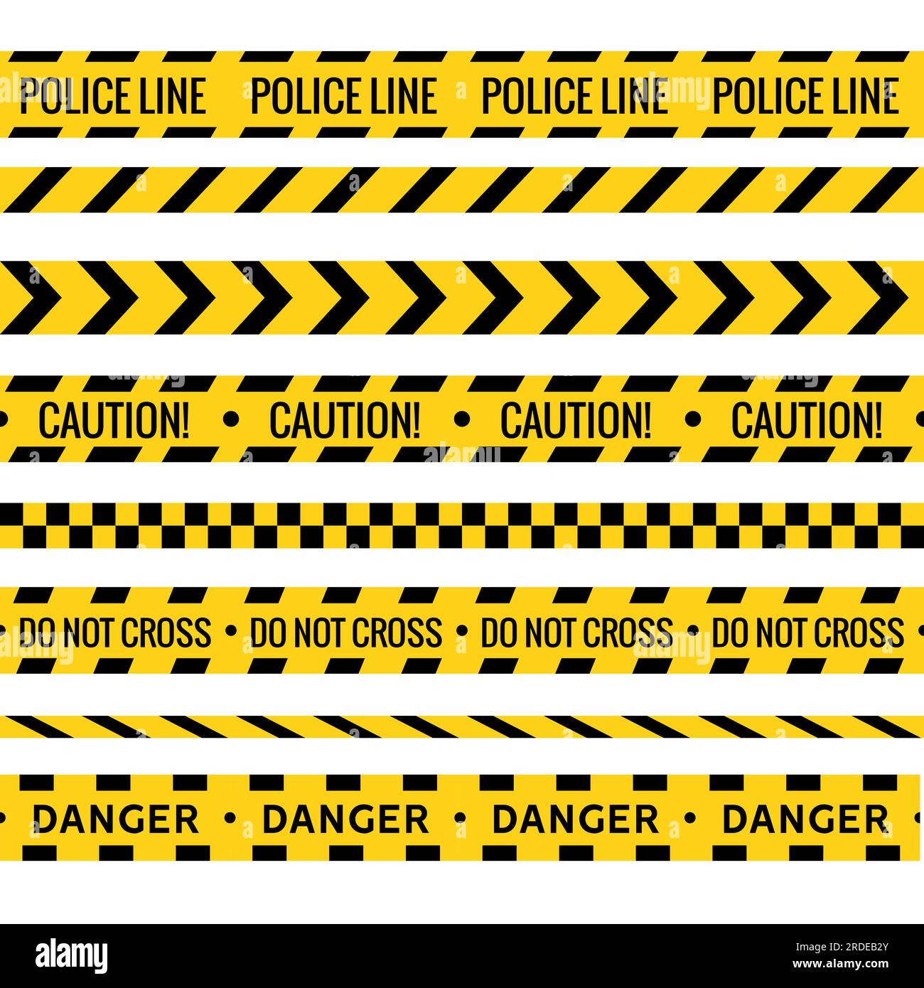 Crime line tape. Police danger caution vector yellow barrier. Not cross security line Stock