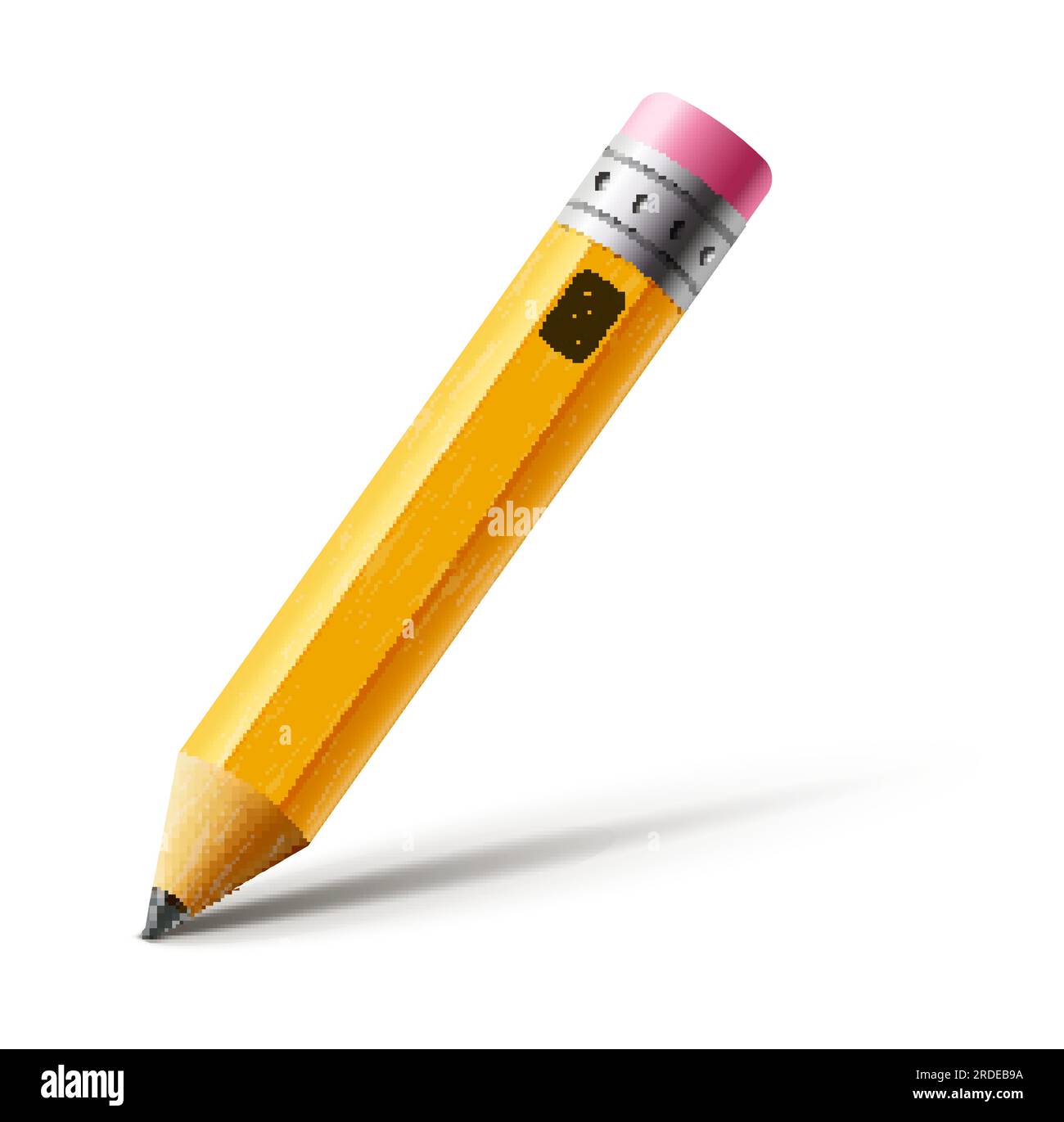 Vector short yellow pencil, Realistic pencil isolated cartoon with